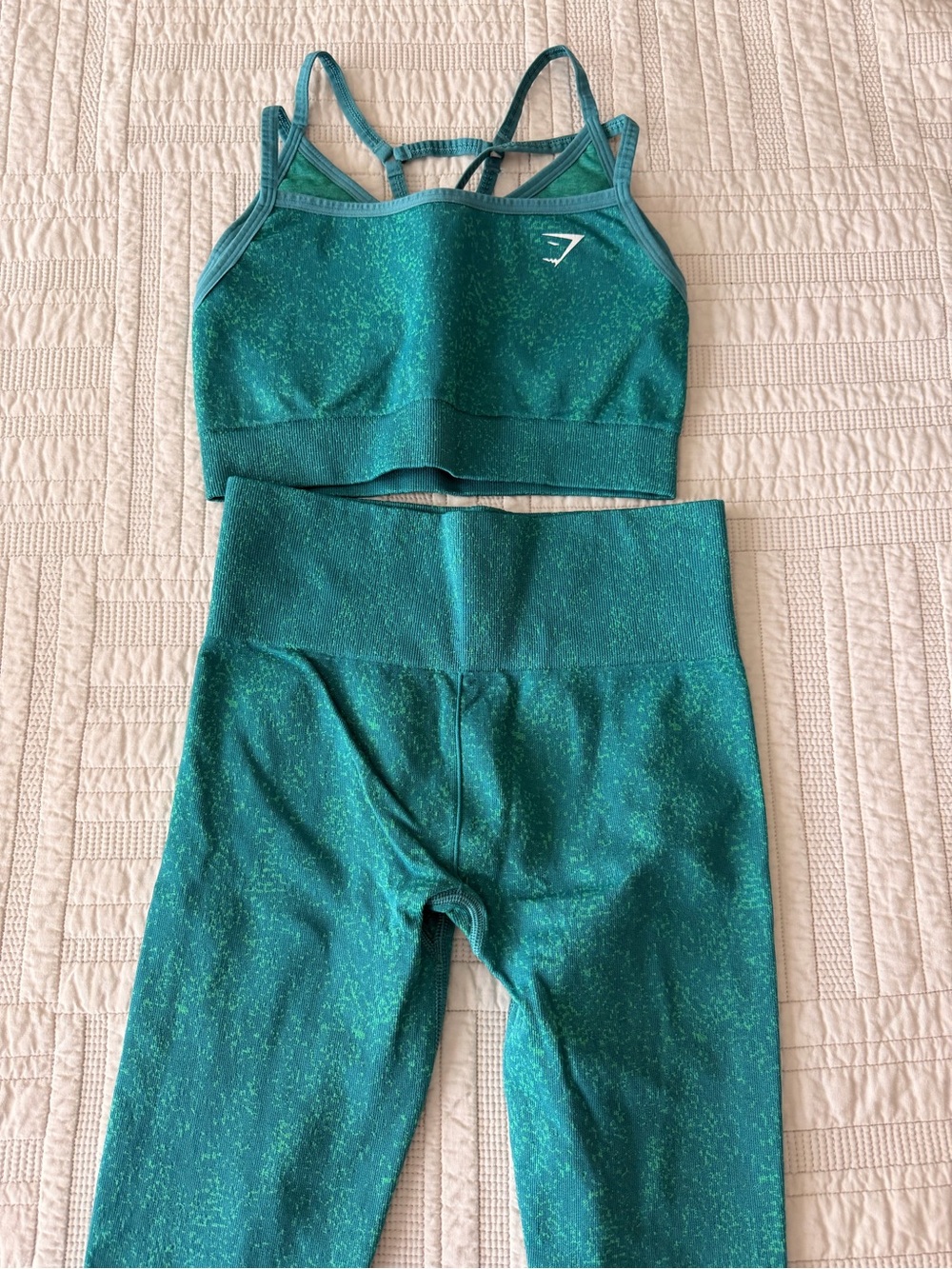 Gymshark Teal Speckled Active Bra with Strappy Back